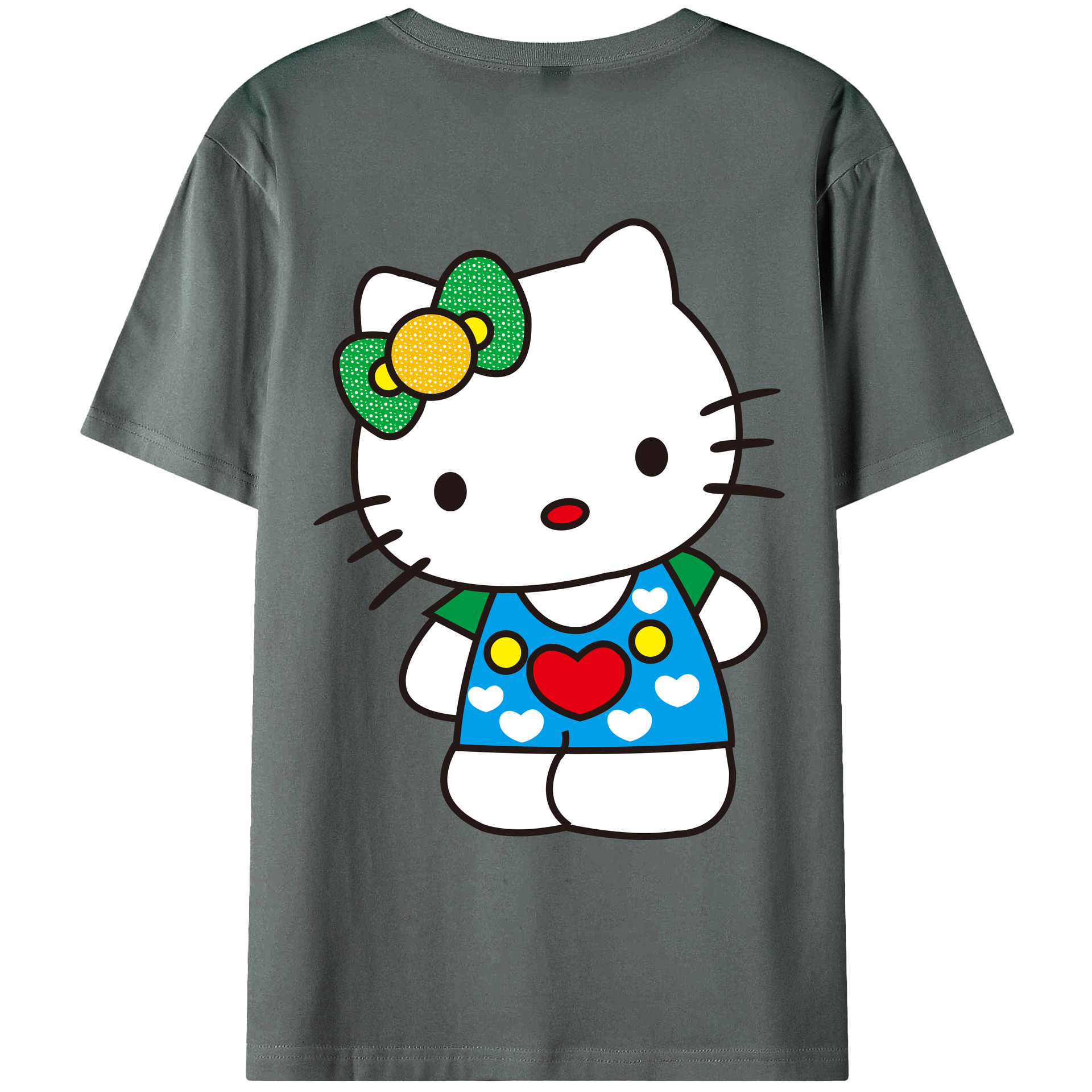 （画像用） Hello Kitty ハローキティ 綿100％ メンズ半袖Tシャツ（バックプリント） 通気性